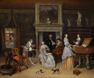 Intérieur fantastique avec Jan Steen et la famille de Gerrit Schouten